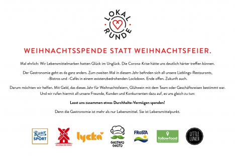 Lebensmittelmarken starten Spendenaktion #Lokalrunde für die Gastronomie -